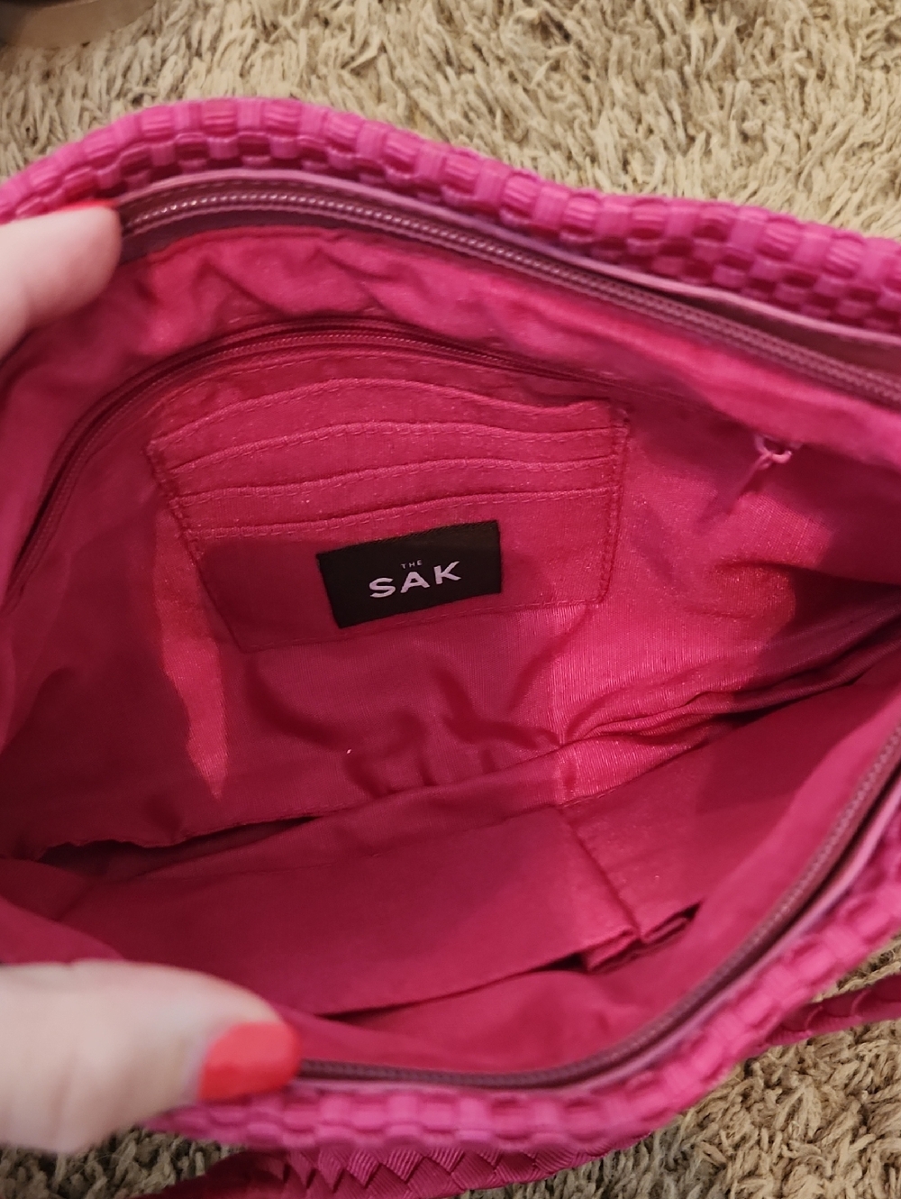 The Sak Hot Pink Woven Shoulder Bag Purse - Picture 4 of 4